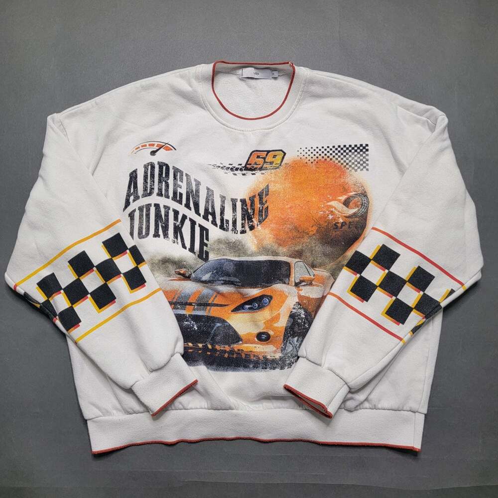 Adika Adrenaline Junkie Racing Graphic Crewneck Sweatshirt Size Small